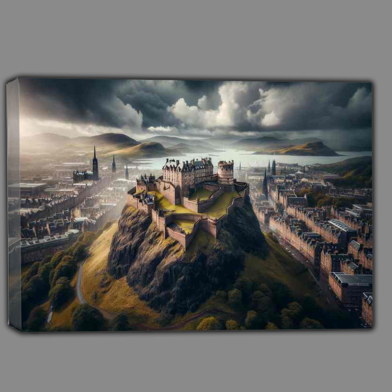 Buy Canvas : (Edinburgh Castle Scottish Highlands Breathtaking Panorama)