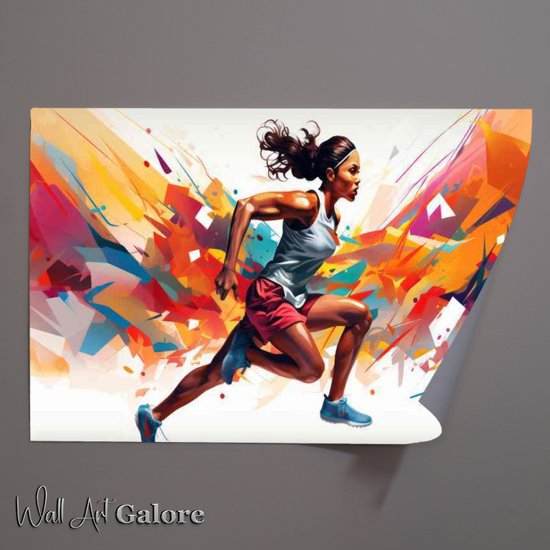 Buy Unframed Poster : (A woman running in colorful design)