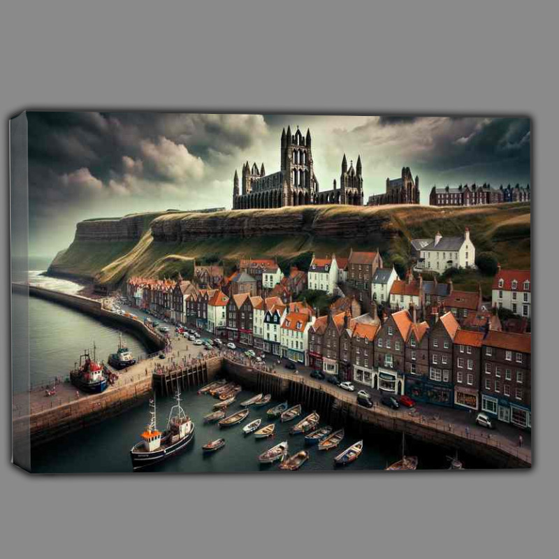 Buy Canvas : (Gothic Seaside Charm Whitby in North Yorkshire)