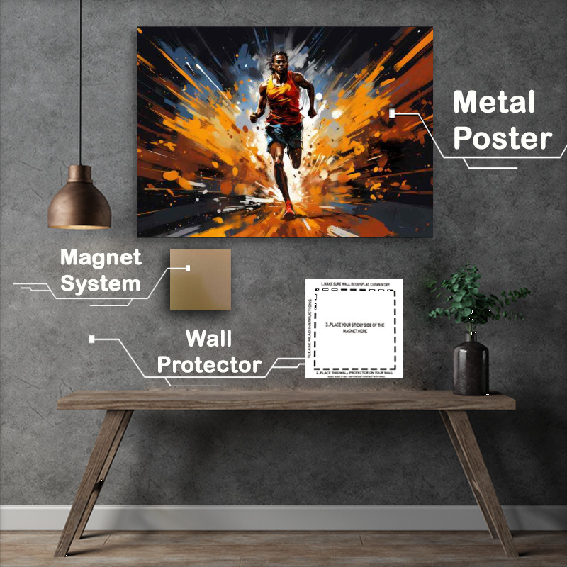 Buy Metal Poster : (Abstract or a runner running on the track)