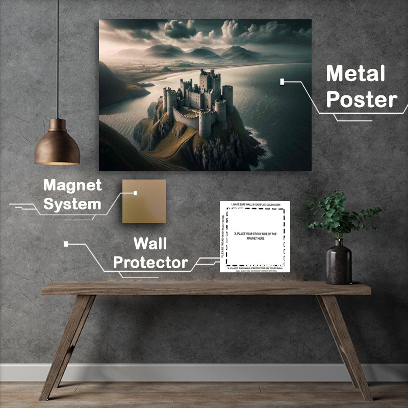 Buy Metal Poster : (Harlech Castle Seascape Dominance)
