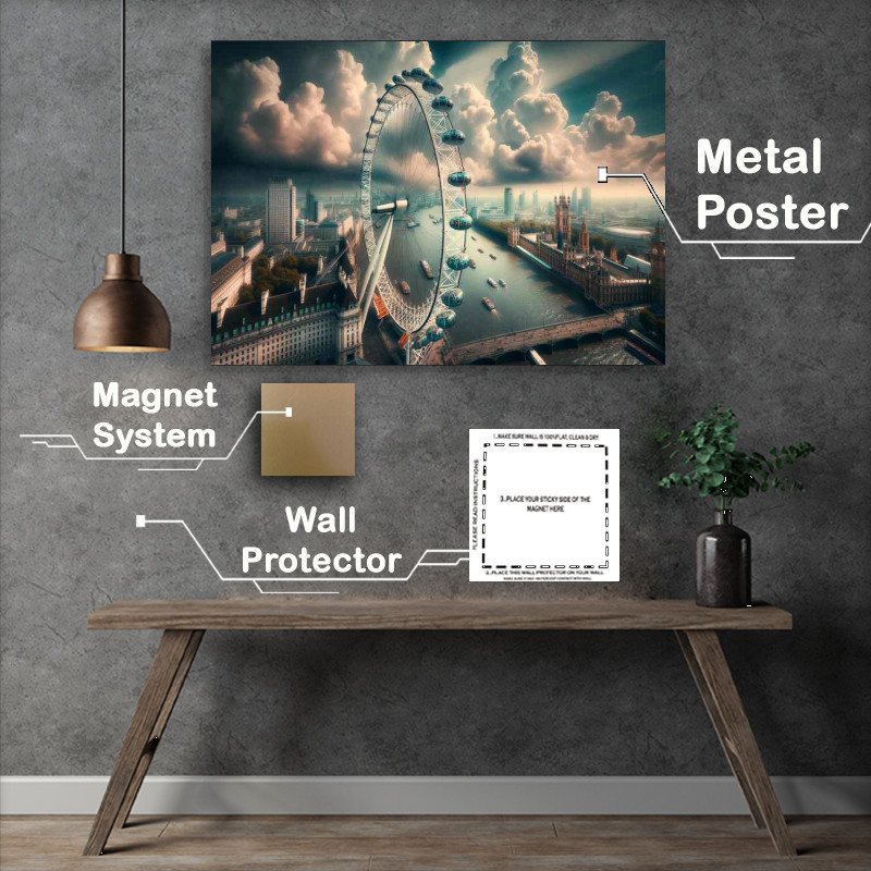 Buy Metal Poster : (London Eye Giant Ferris Wheel Offering Citys Best Views)