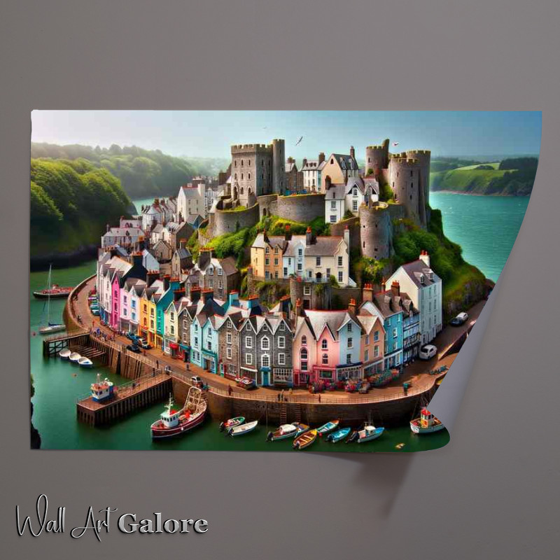 Buy Unframed Poster : (Medieval Welsh Beauty Tenby in Pembrokeshire Wales)