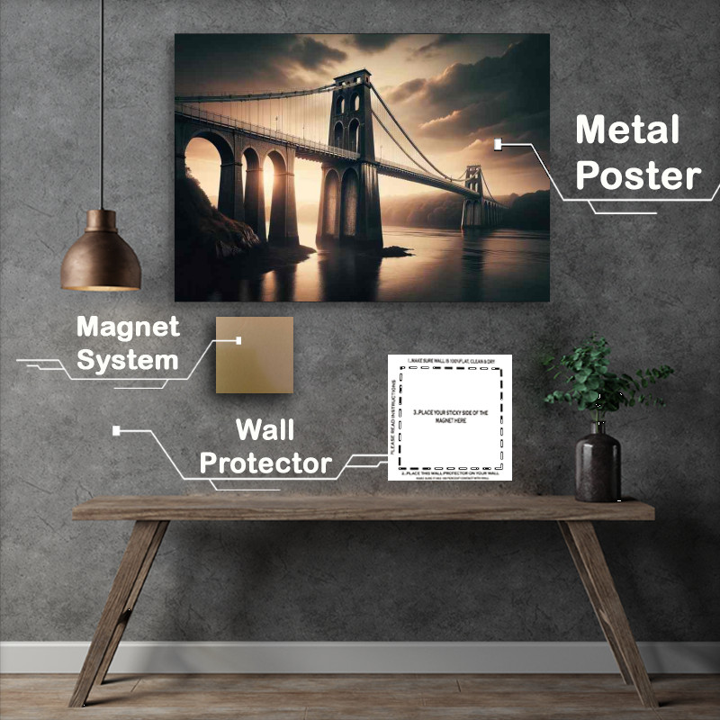 Buy Metal Poster : (Menai Suspension Bridge Wales)