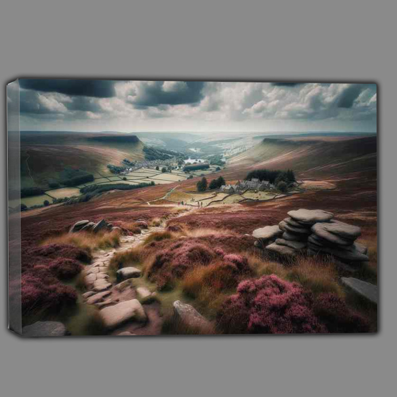 Buy Canvas : (Moors and Dales Peak District Rugged moorlands stretch out)