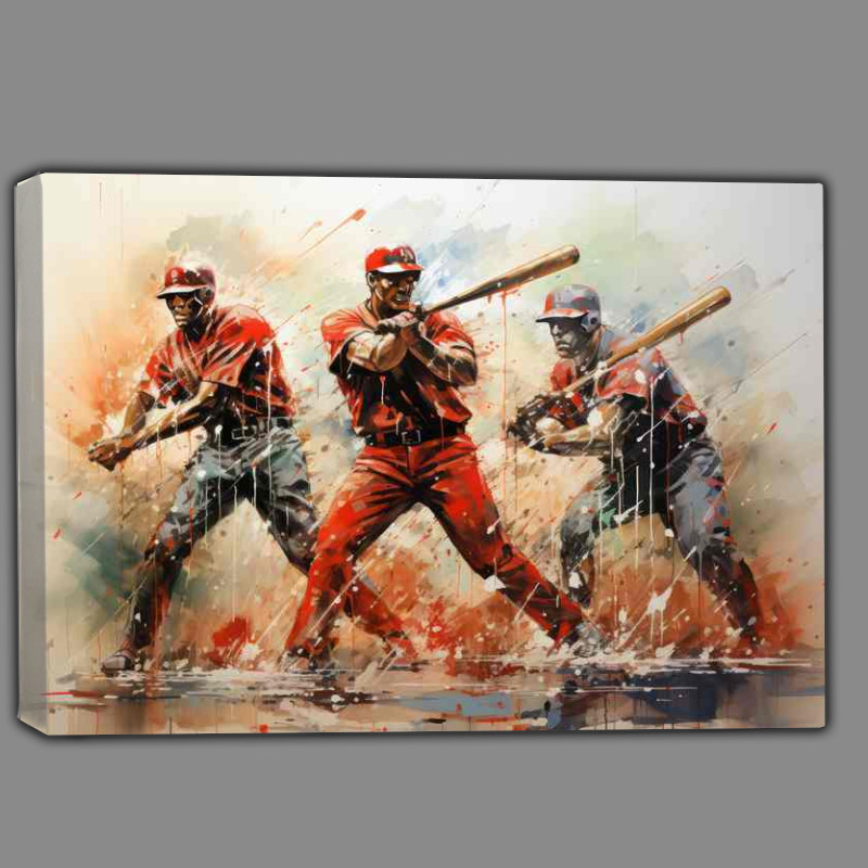 Buy Canvas : (Baseball players testing out the bats)