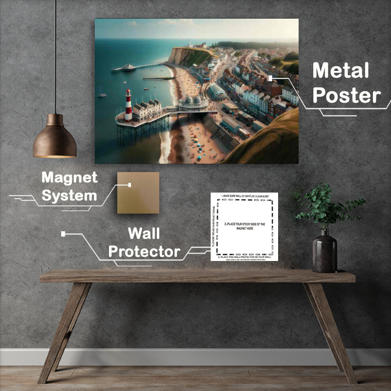 Buy Metal Poster : (Norfolks Classic Seaside The town's pier stands)