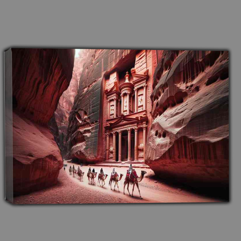 Buy Canvas : (Petra Jordan Rose Red City Carved from Desert Cliffs)