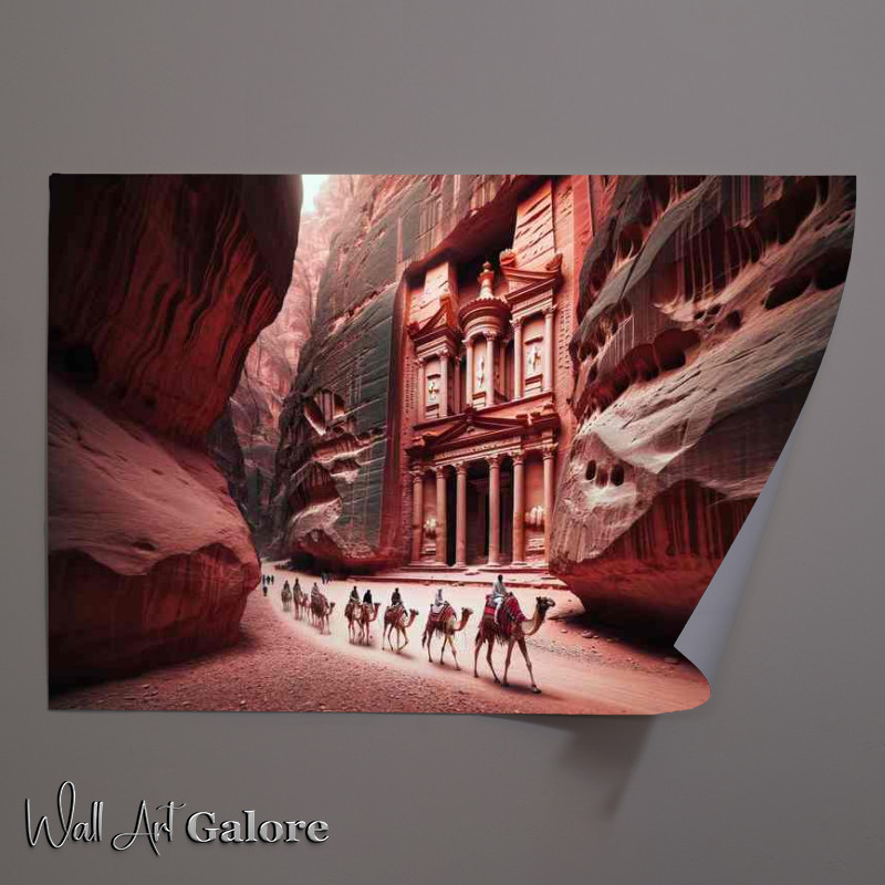 Buy Unframed Poster : (Petra Jordan Rose Red City Carved from Desert Cliffs)