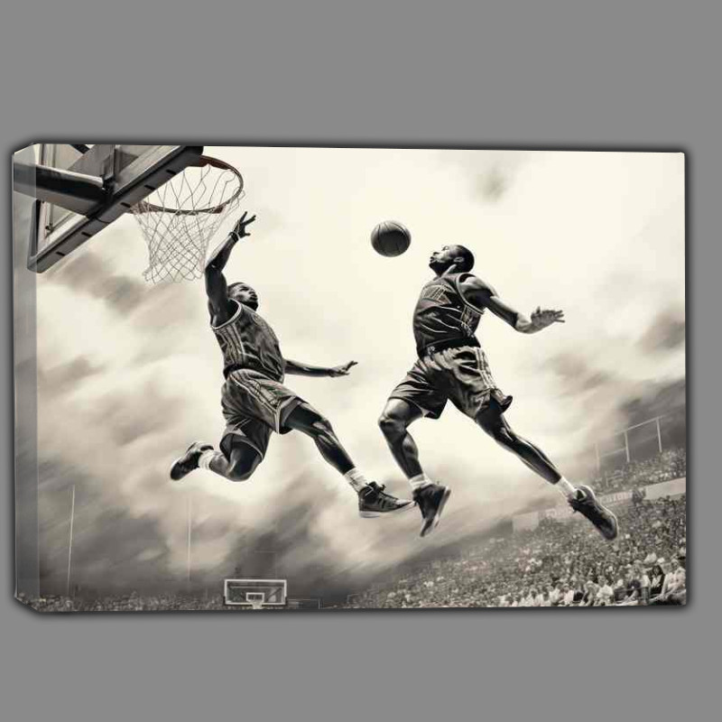 Buy Canvas : (Basketball Double dunker in fullcourt by person)