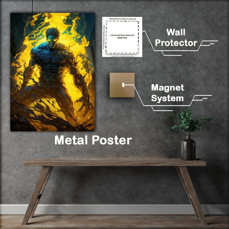 Buy Metal Poster : (Cartton style character yellow glowing)