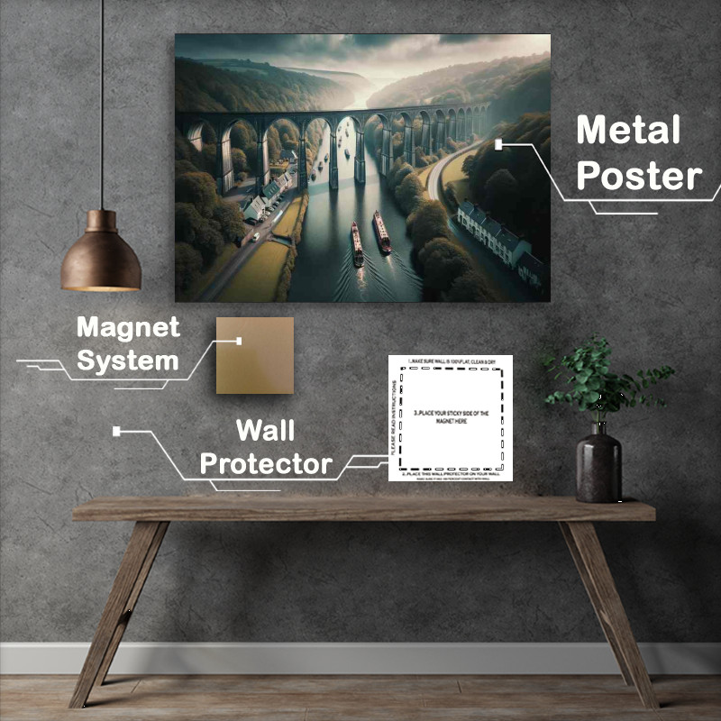 Buy Metal Poster : (Pontcysyllte Aqueduct Wales This navigable aqueduct)