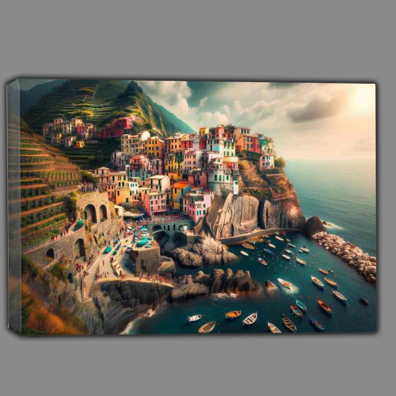 Buy Canvas : (Rivieras Colorful Charm Cinque Terre Italy)