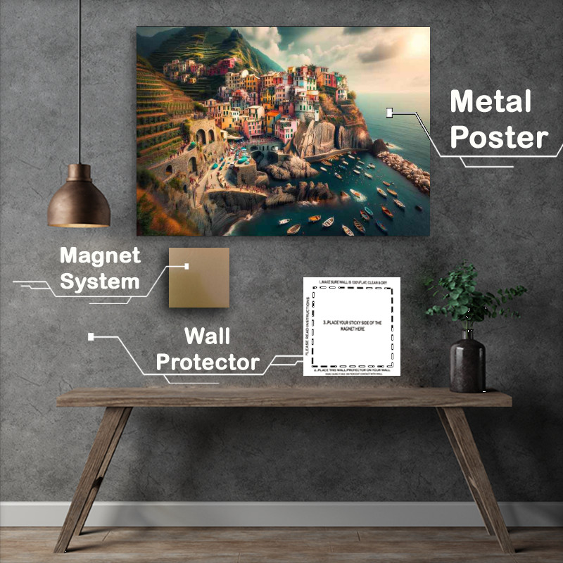 Buy Metal Poster : (Rivieras Colorful Charm Cinque Terre Italy)