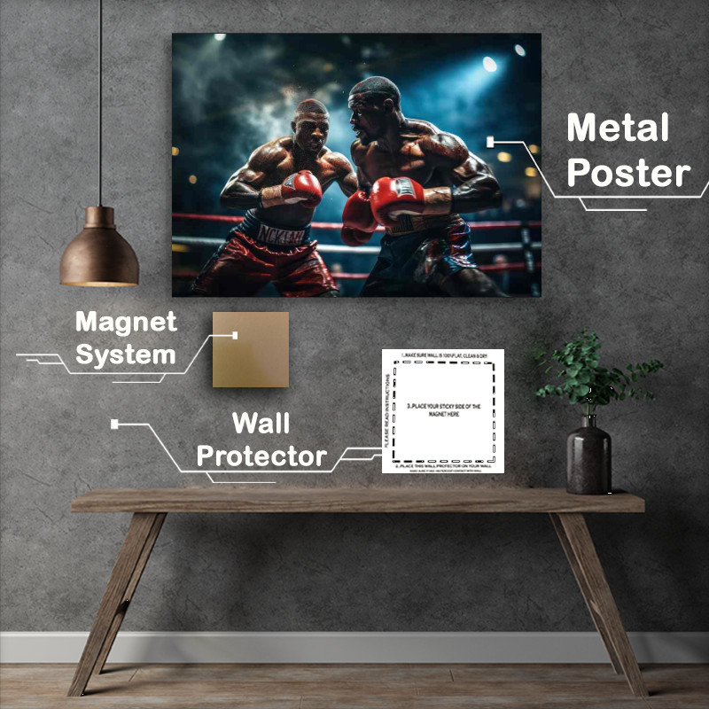 Buy Metal Poster : (Boxers fighting in the ring with blurred background)