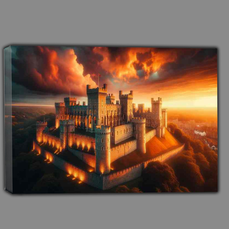 Buy Canvas : (Stunning Windsor Castle Majestic Sunset Glow)