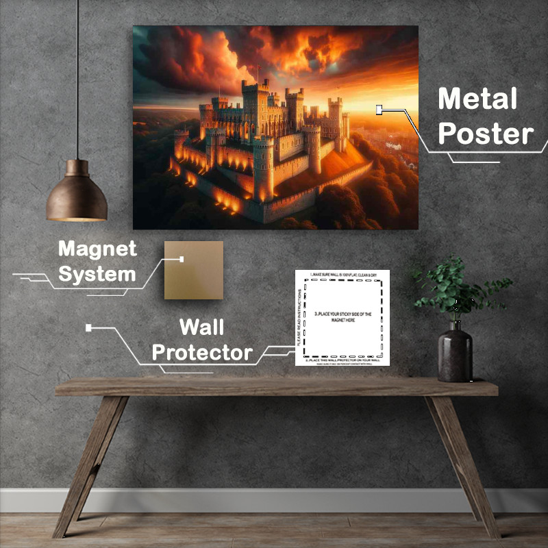 Buy Metal Poster : (Stunning Windsor Castle Majestic Sunset Glow)