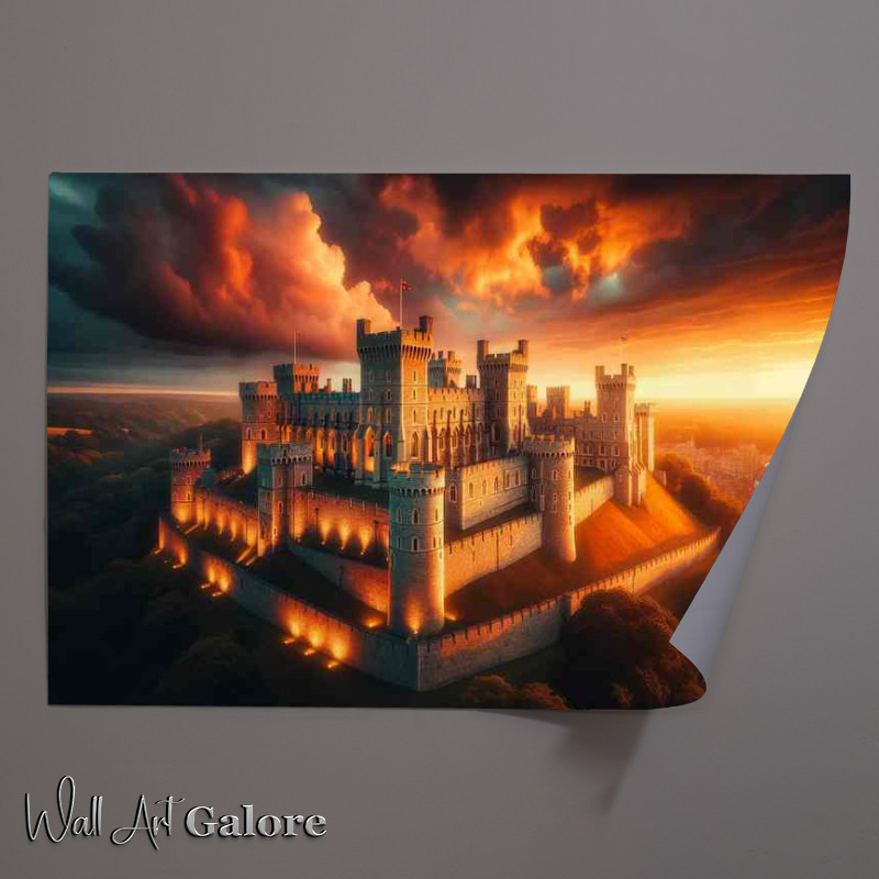 Buy Unframed Poster : (Stunning Windsor Castle Majestic Sunset Glow)