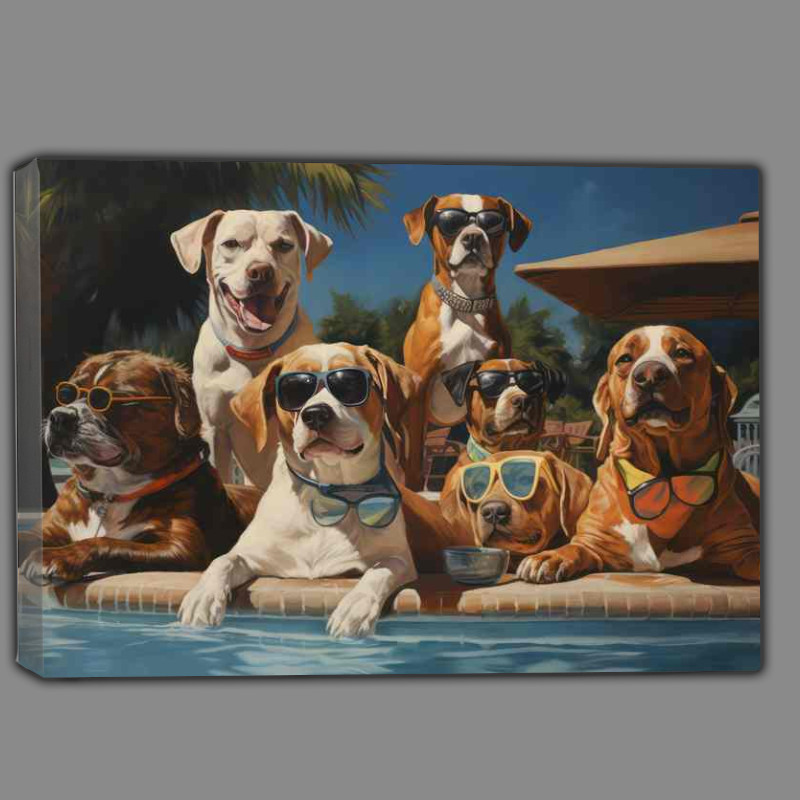 Buy Canvas : (Dog snookering club in a pool)