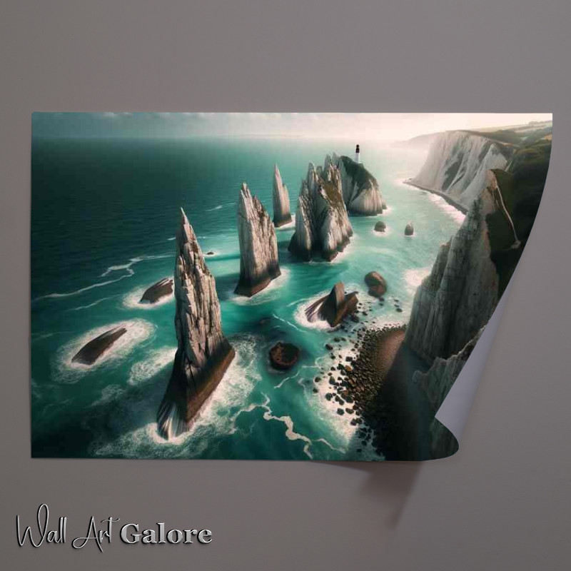 Buy : (The Needles Isle of Wight Jagged Rocks Poster)