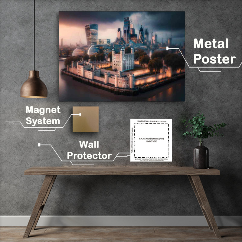 Buy Metal Poster : (Tower of London Historical Gem beside the River Thames)