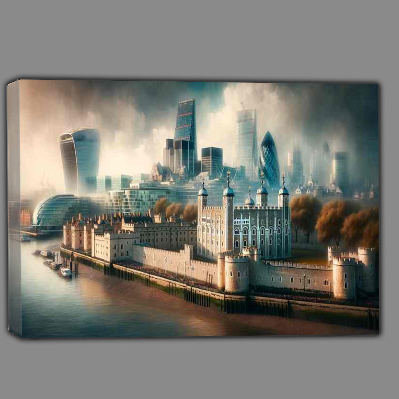 Buy Canvas : (Tower of London beside the River Thames)