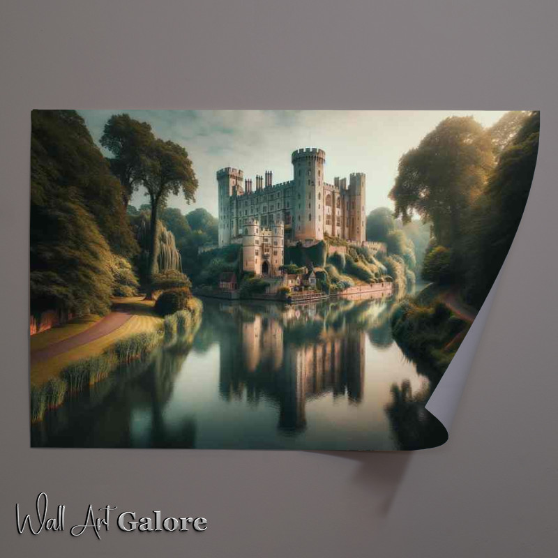 Buy Unframed Poster : (Warwick Castle Riverside Reflections Serene Beauty river Avon)