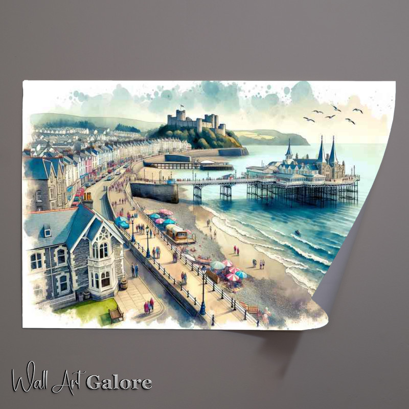 Buy Unframed Poster : (Watercolour Painting of Aberystwyths Coastal Heritage)