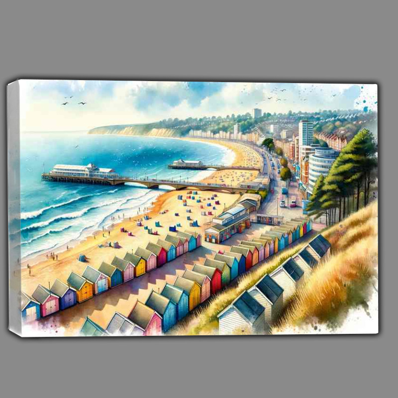Buy Canvas : (Watercolour Painting of Bournemouths Sunny Coast)