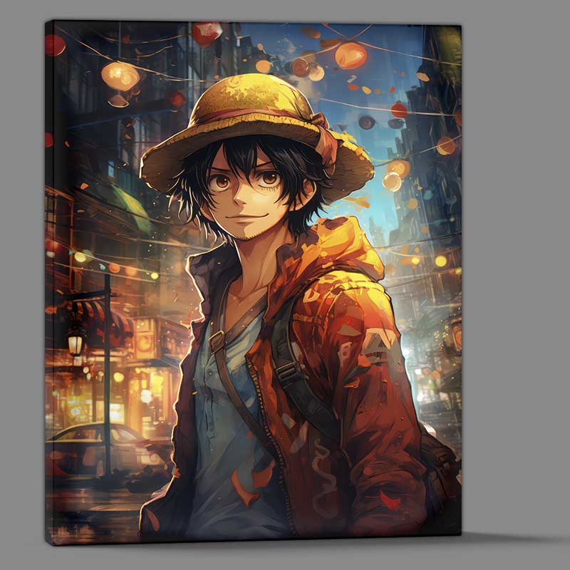 Buy Canvas : (Monkey D Luffy one piece in the city)