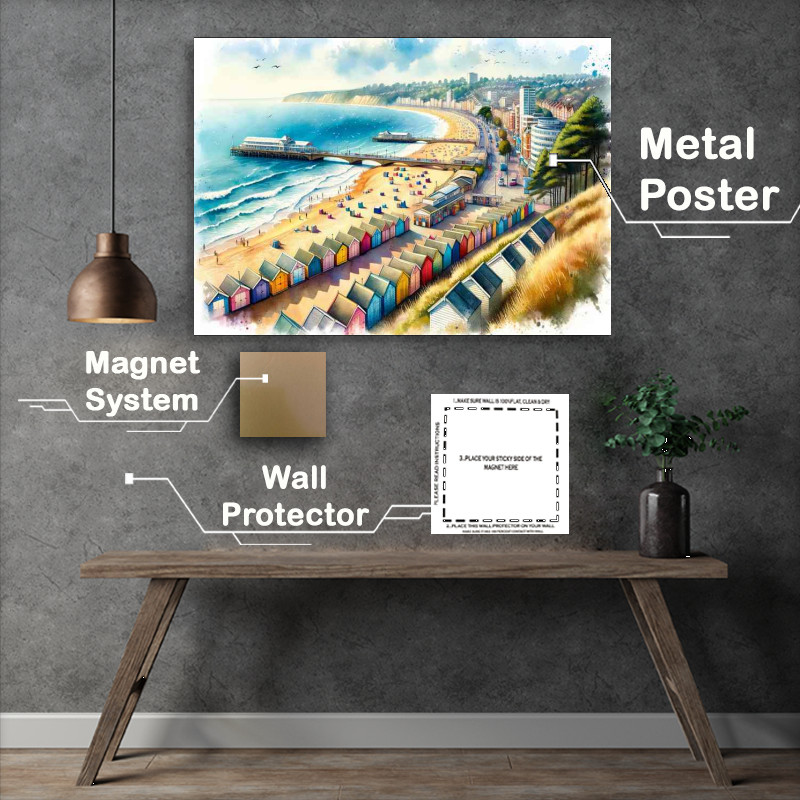 Buy Metal Poster : (Watercolour Painting of Bournemouths Sunny Coast)