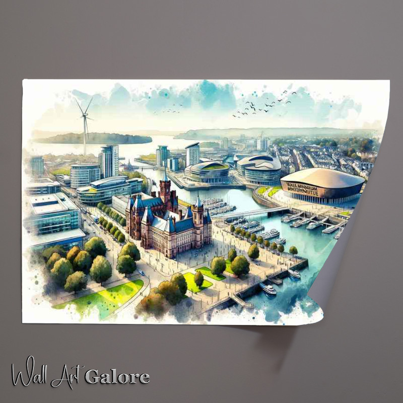 Buy Unframed Poster : (Watercolour Painting of Cardiff The capital of Wales)