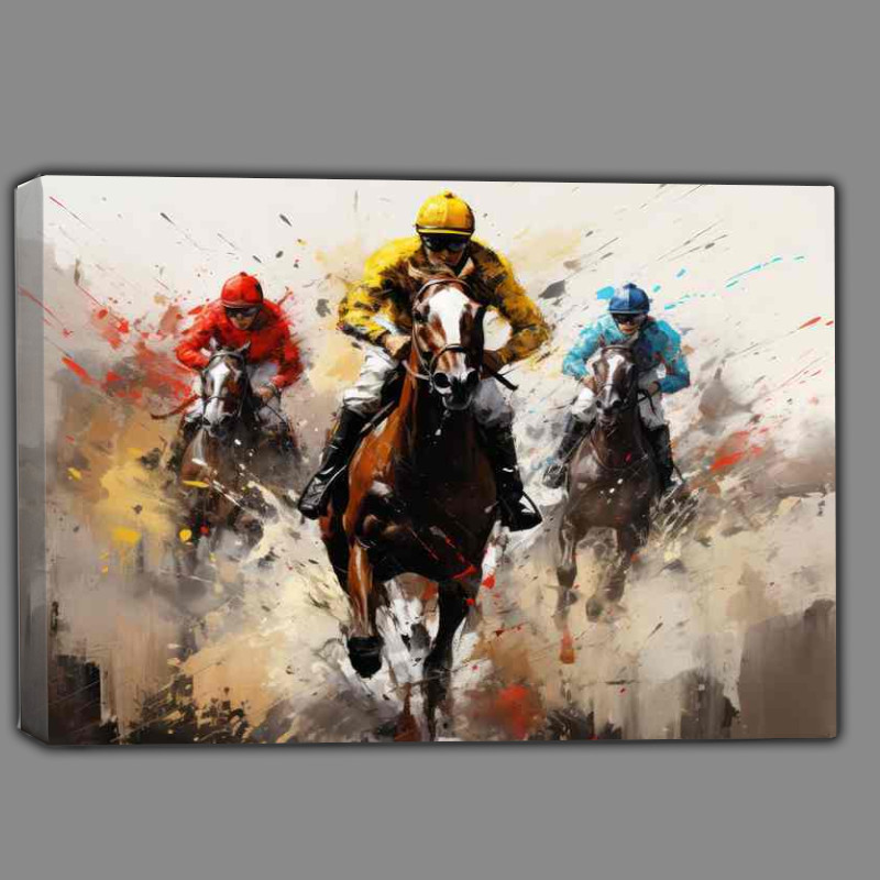 Buy : (Horses runnung across the finish line - Canvas)