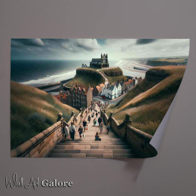 Buy Unframed Poster : (Whitbys ninety nine Steps North Yorkshire Historic Staircase)