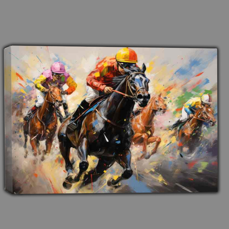Buy Canvas : (Racing horces crossing the line)