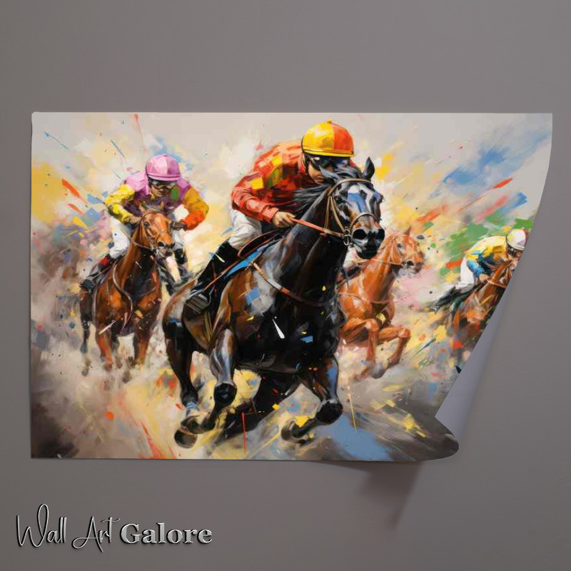 Buy Unframed Poster : (Racing horces crossing the line)