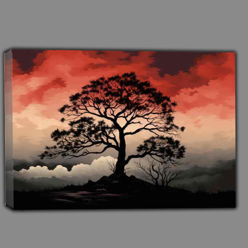 Buy Canvas : (A Silhouette tree blowing the the winds)
