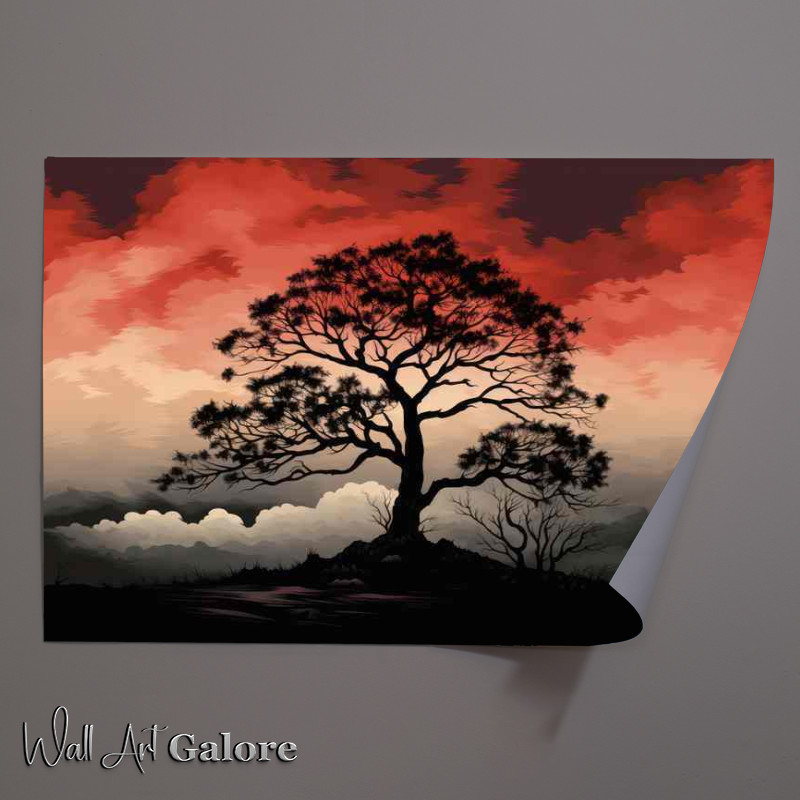 Buy Unframed Poster : (A Silhouette tree blowing the the winds)