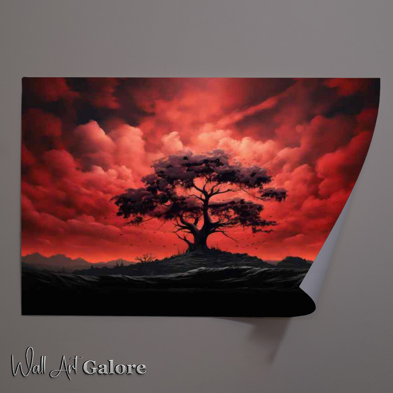 Buy Unframed Poster : (Red sky at night with Tree silouhet)