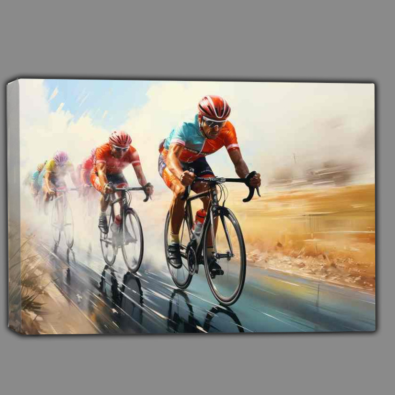Buy Canvas : (The cyclists racing in a blurred field)
