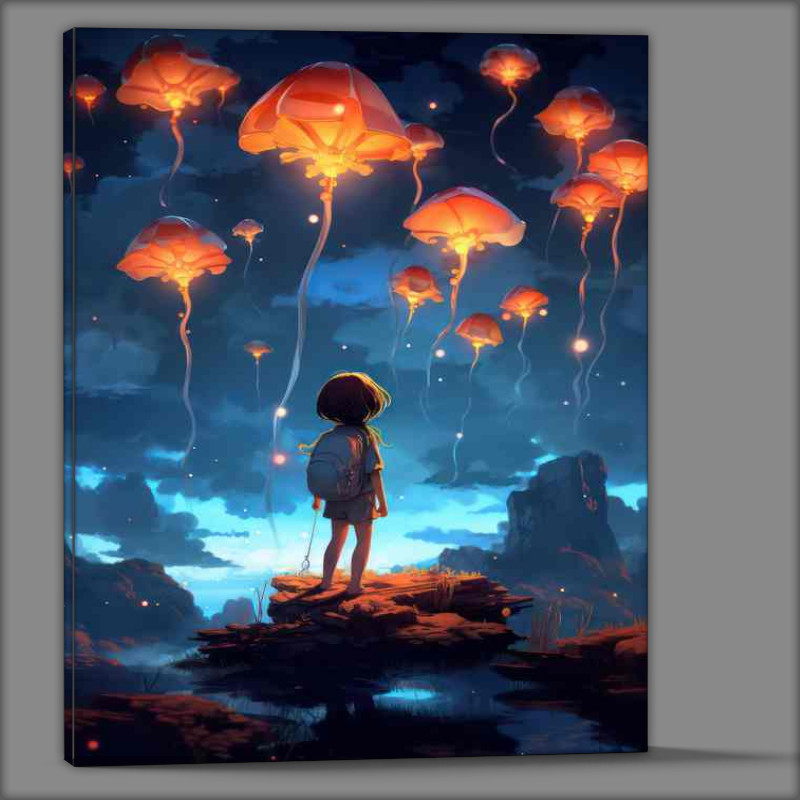 Buy Canvas : (Girl And The Jellyfish On A Rock)