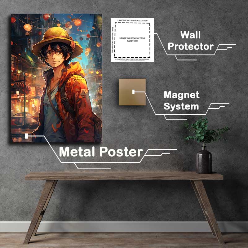 Buy Metal Poster : (Monkey D Luffy one piece in the city)