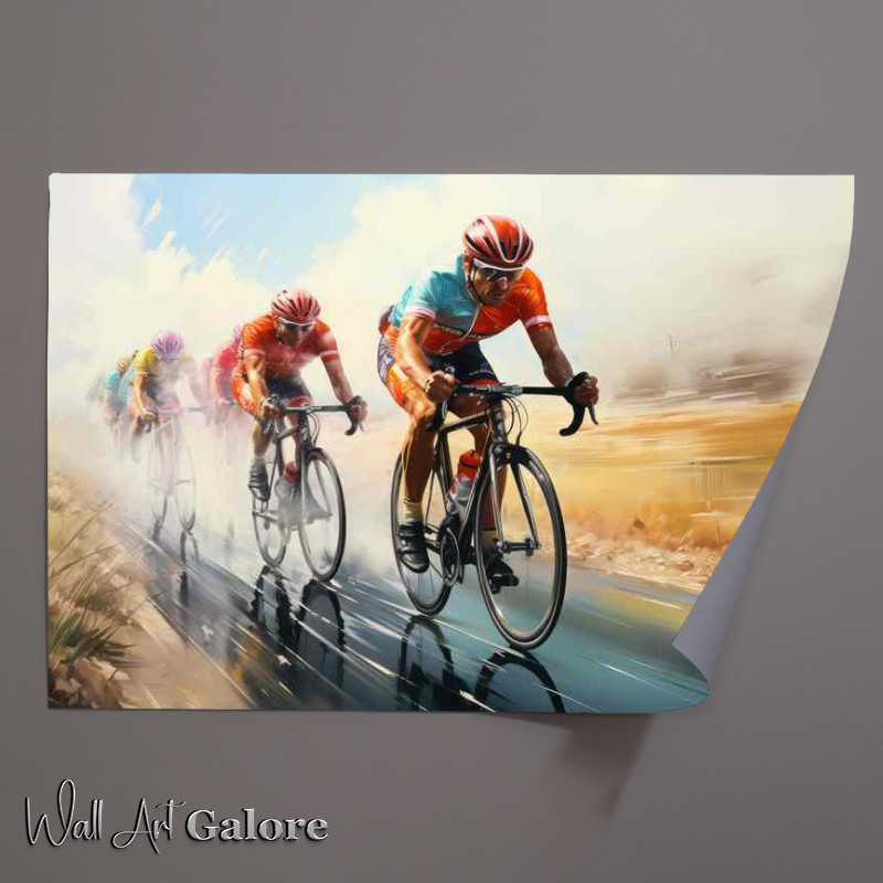 Buy Unframed Poster : (The cyclists racing in a blurred field)