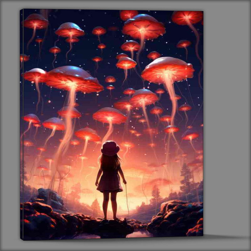 Buy Canvas : (Girl Watching The jellyfish Fly)