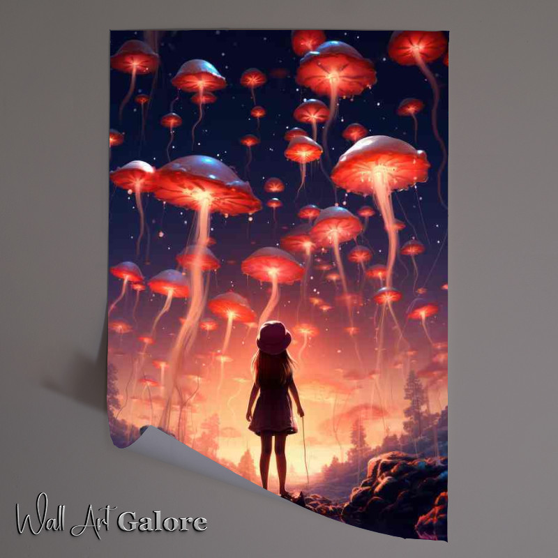 Buy Unframed Poster : (Girl Watching The jellyfish Fly)