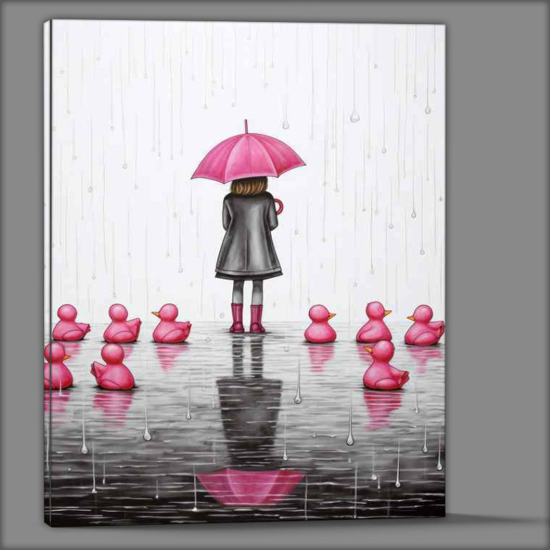 Buy Canvas : (Gril Wearing Pink Boots Holding Pink Umberella)