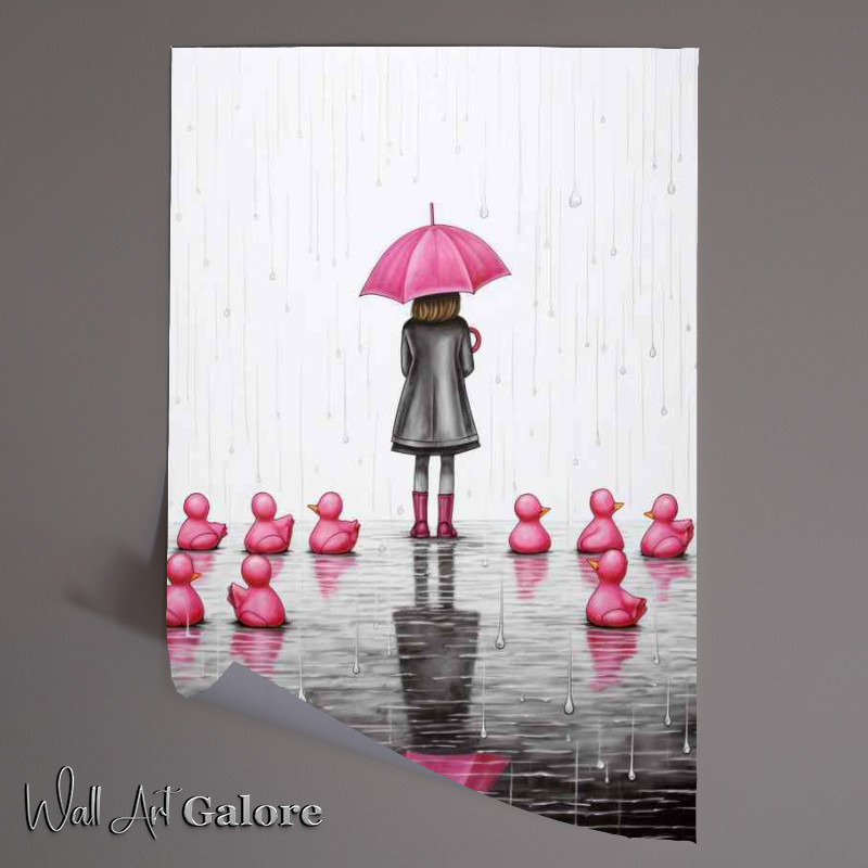 Buy Unframed Poster : (Gril Wearing Pink Boots Holding Pink Umberella)