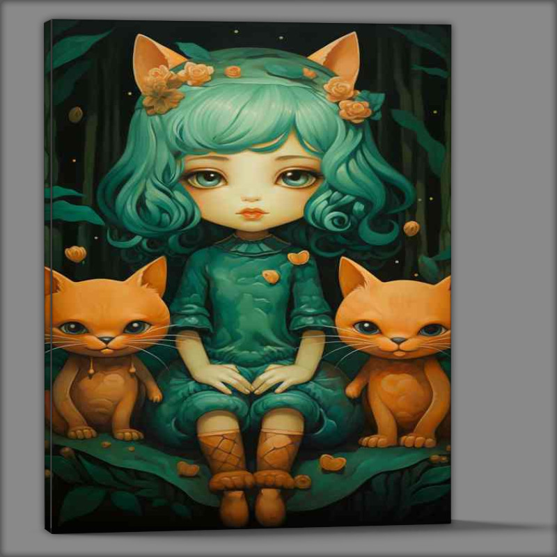 Buy Canvas : (Little girl with two bears)