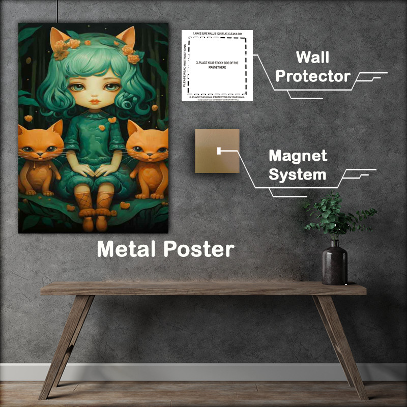 Buy Metal Poster : (Little girl with two bears)