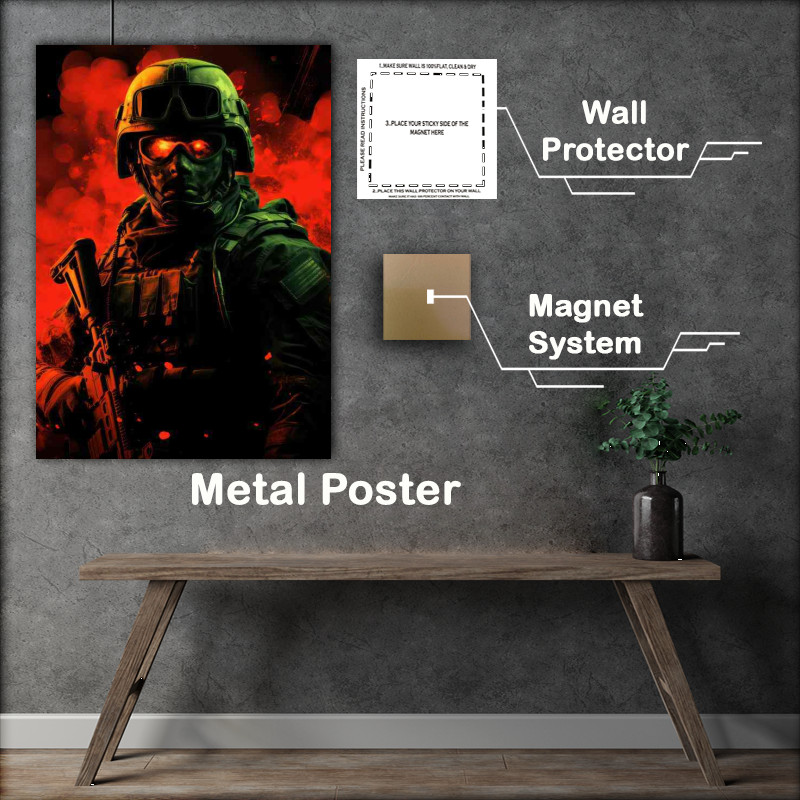 Buy Metal Poster : (A Foot Soilder gaming ready for the arena)